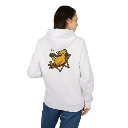 Chillente Hoodie (Rückenprint) – Lustiger Unisex Kapuzenpullover mit Ente, Bier & Musik-Motiv | Perfekt für Freizeit, Festivals & Sommer