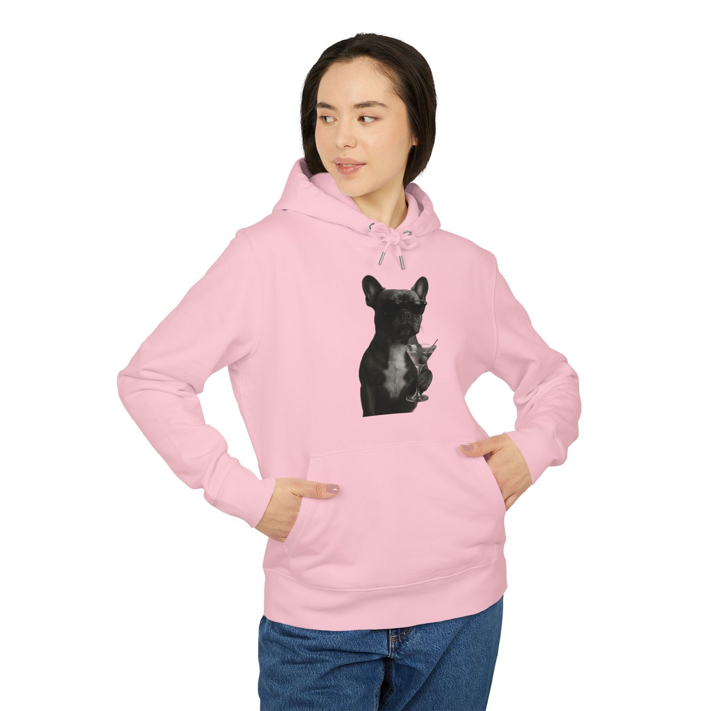 French Bulldog Hoodie (Brustprint) – Lustiger Kapuzenpullover mit Hund & Sonnenbrille – Unisex Streetwear mit Tiermotiv