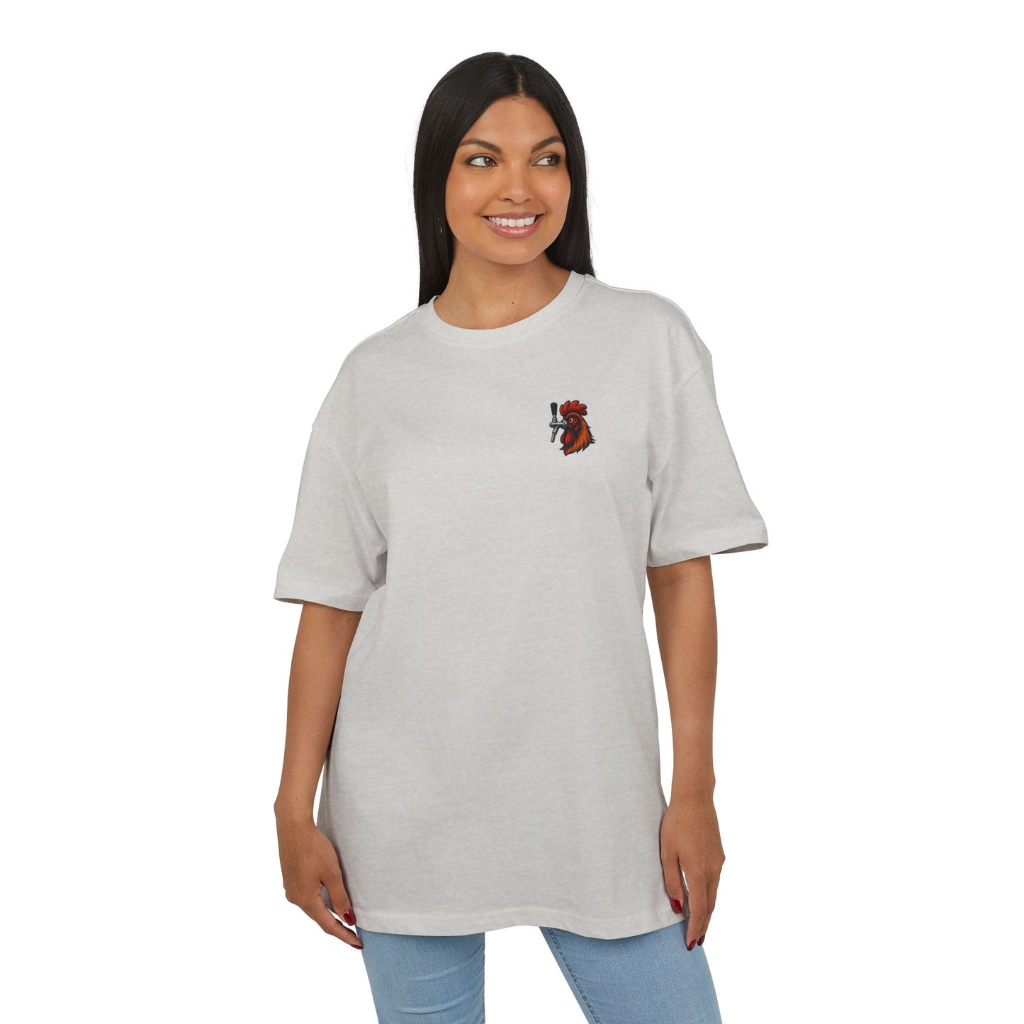 Bierhahn T-Shirt (Brustprint) – Lustiges Hahn mit Zapfhahn Motiv für Bierliebhaber & Grillfans – Unisex Funshirt