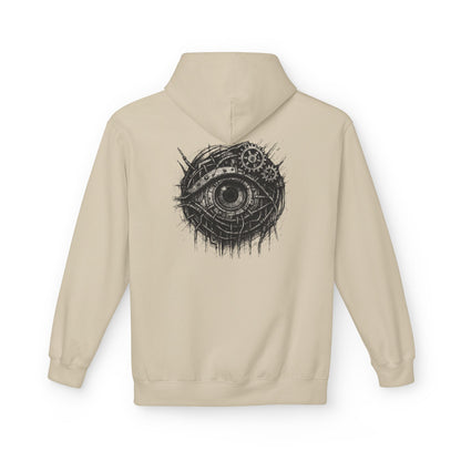 Biomechanisches Auge Hoodie Unisex – Cyberpunk Kapuzenpullover mit Zahnrädern & Kabeln | Futuristischer Techwear Look
