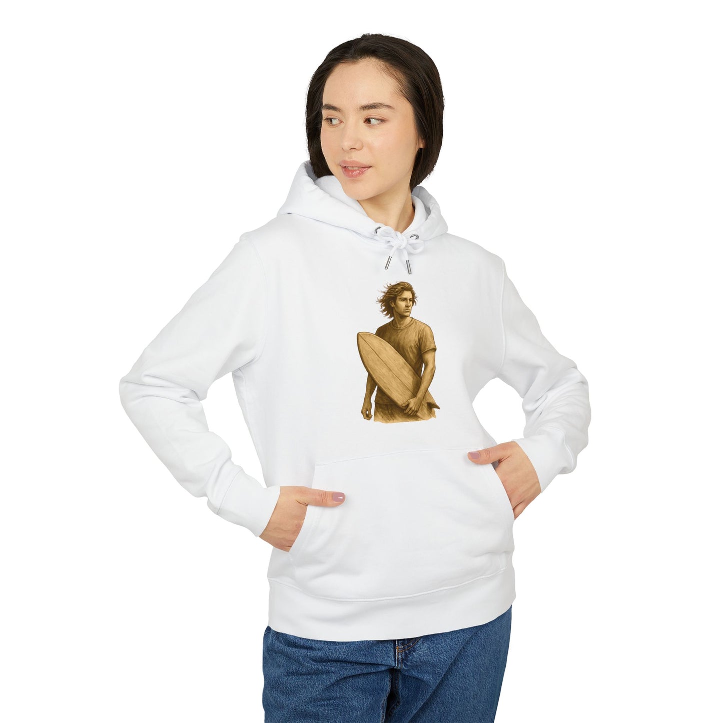 Surfer Hoodie Unisex (Brustprint) – Oversized Kapuzenpullover mit Surfer-Print | Retro Beach Style für Männer & Frauen