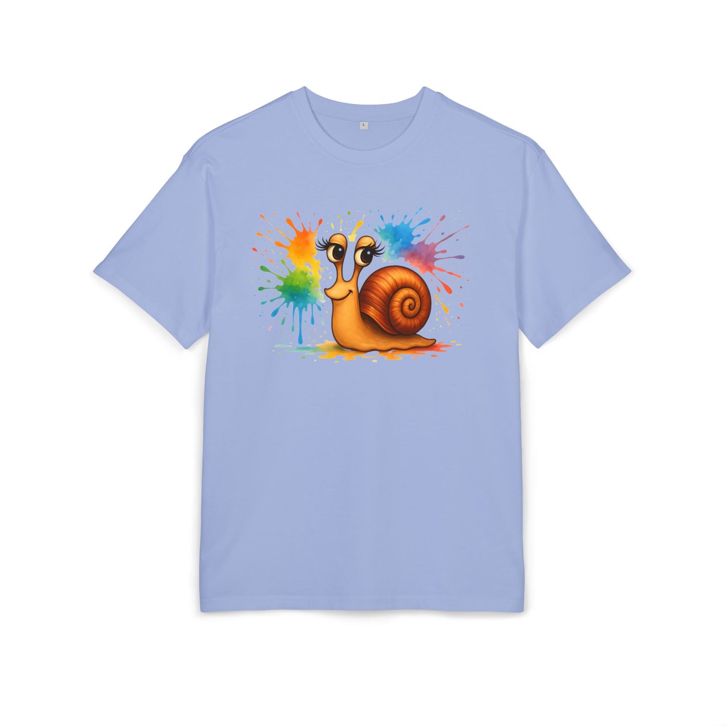Bunte Schnecke T-Shirt (Brustprint) – Lustiges Unisex Shirt mit Farbklecks-Design für Tierfreunde & Kreative