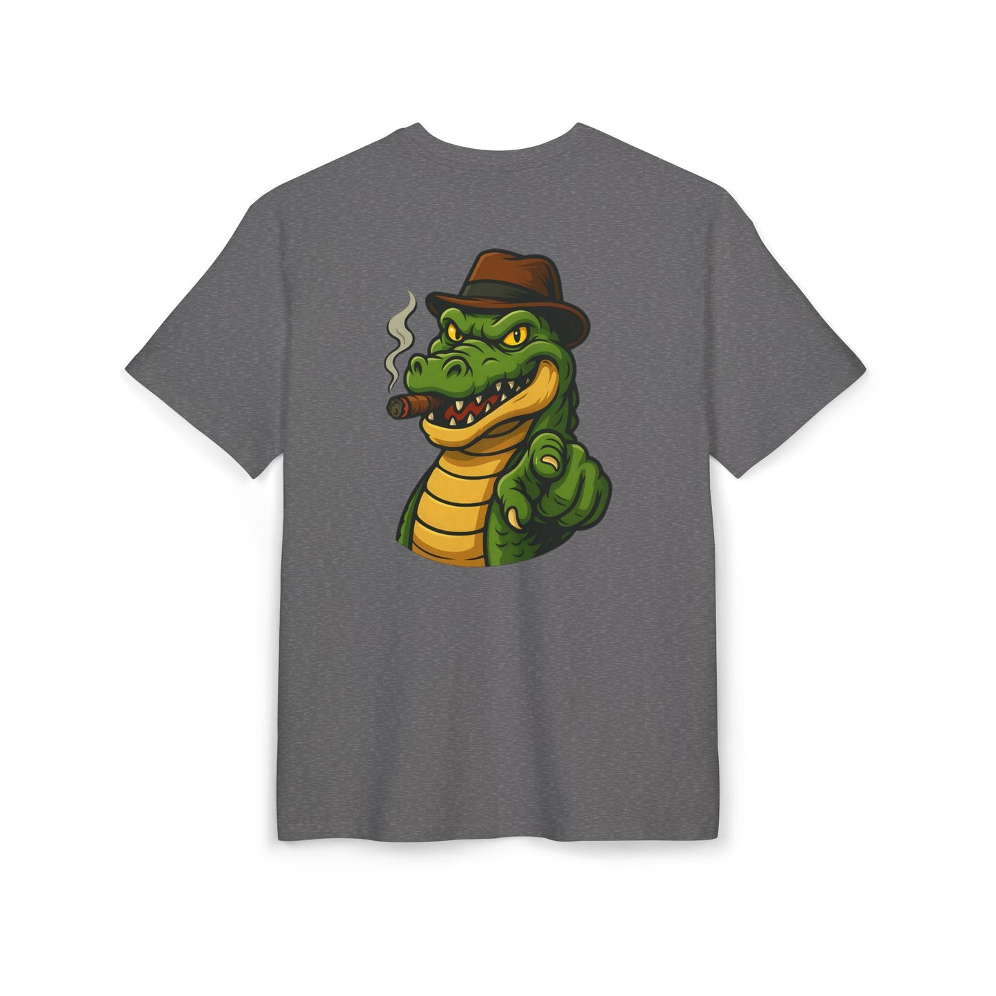 Gangster Alligator T-Shirt (Rückenprint) – Cooles Unisex Shirt mit Zigarren-Krokodil im Retro Comic Style