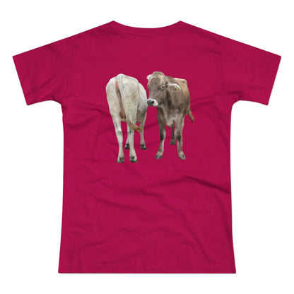 Zwei Kühe - Ein Blick zurück | Lustiges T-Shirt für Tierfreunde & Landeier mit Stil