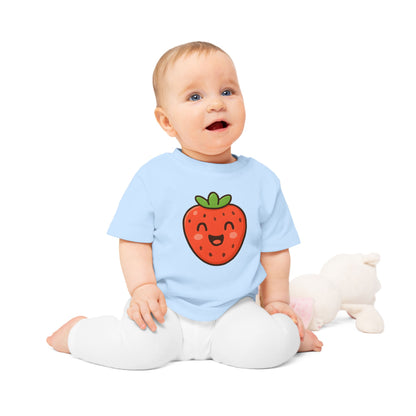Baby T-Shirt „Sweet Strawberry“ – Süßes Erdbeer-Motiv, Bio-Baumwolle, nachhaltige Babybekleidung für kleine Fruchtliebhaber
