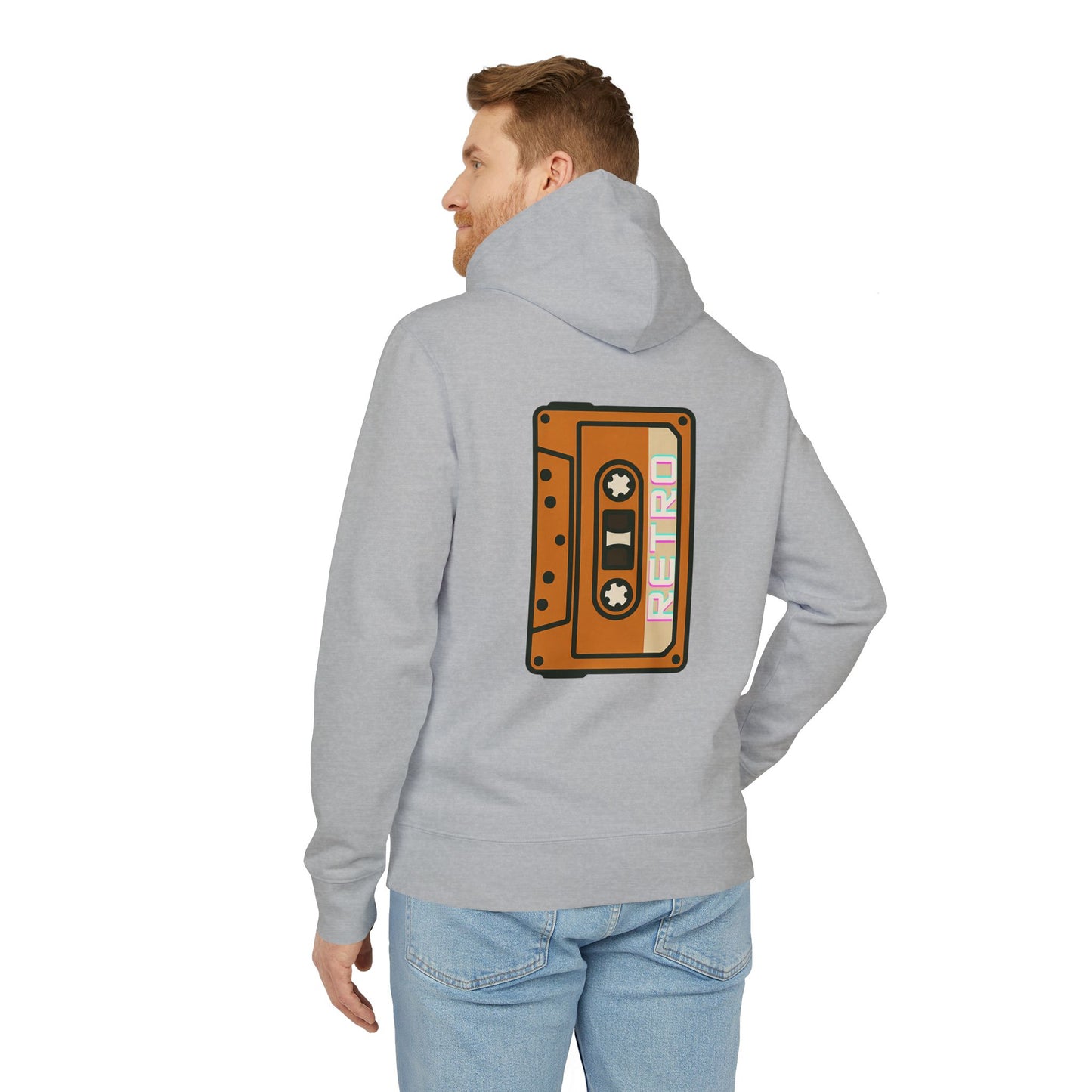 Retro Tape Hoodie (Rückenprint) – Stylischer Unisex Kapuzenpullover mit Kassettenmotiv & Schriftzug „Retro“ auf dem Rücken | Nostalgische Streetwear für Musikfans