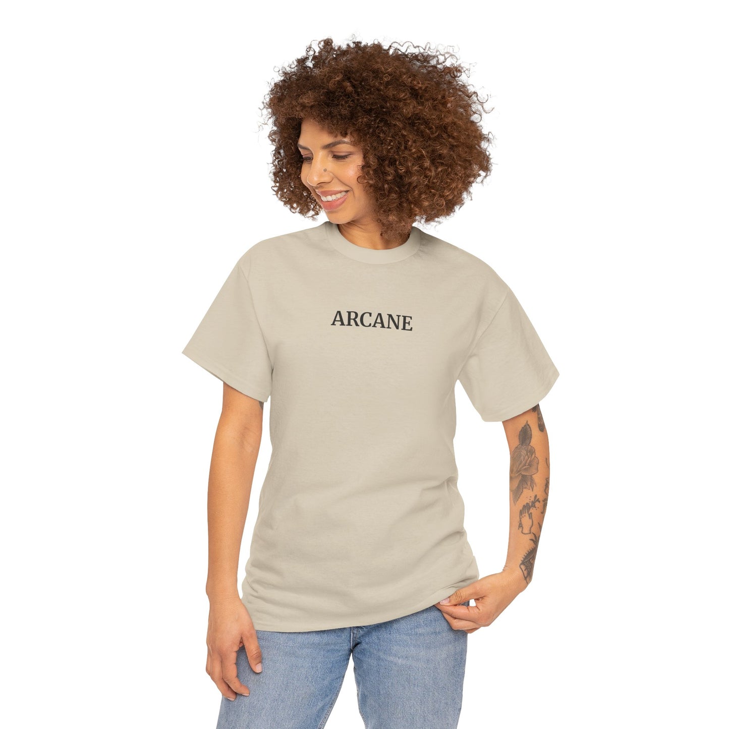 ARCANE T-Shirt (Brustprint) – Unisex Heavy Cotton Tee | Nachhaltige Streetwear aus 100% Baumwolle