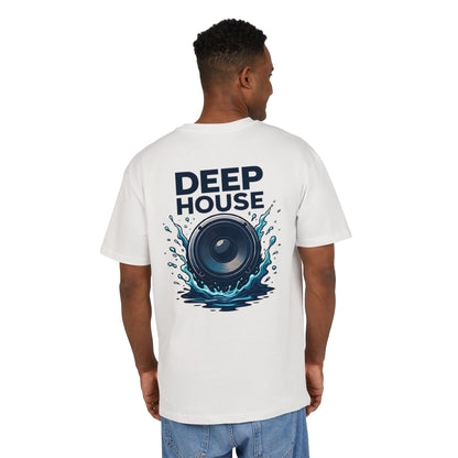Deep House T-Shirt (Rückenprint) – Stylisches EDM Shirt mit Lautsprecher & Wasser Splash Motiv – Unisex Festival & Clubwear