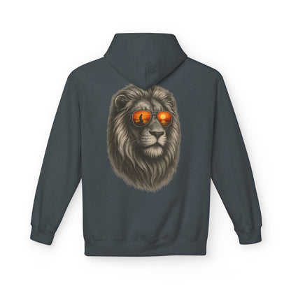 Löwen Hoodie Unisex (Rückenprint) – Stylischer Kapuzenpullover mit Sonnenbrillen-Löwe | Tiermotiv Streetwear für Damen & Herren
