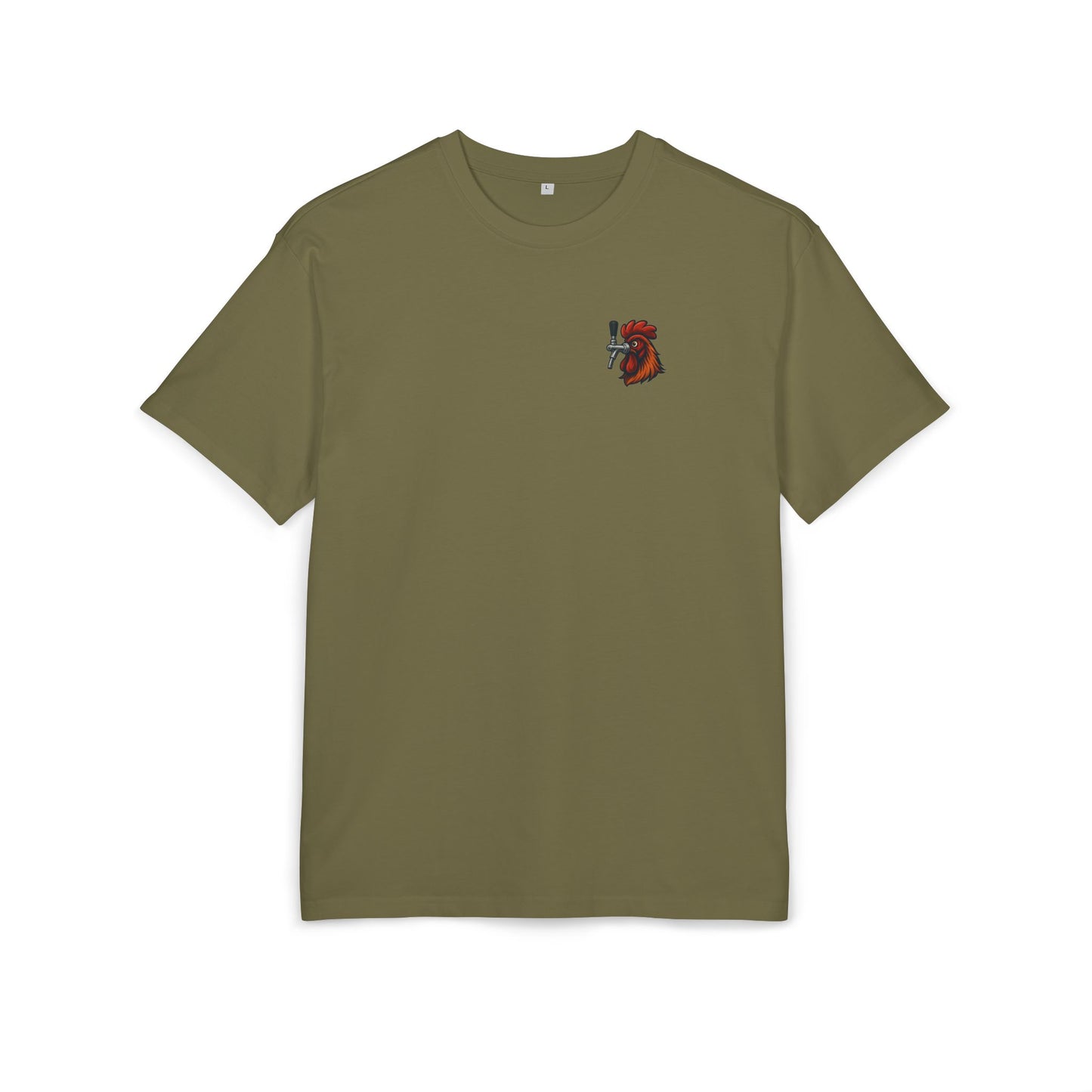 Bierhahn T-Shirt (Brustprint) – Lustiges Hahn mit Zapfhahn Motiv für Bierliebhaber & Grillfans – Unisex Funshirt