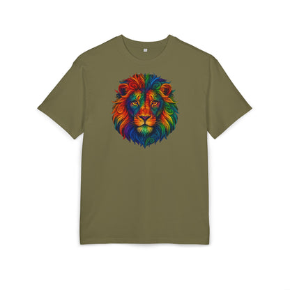 Buntes Löwen T-Shirt (Brustprint) – Psychedelisches Tiermotiv im Boho-Stil – Unisex Oversize Shirt für Kunst-, Natur- & Festival-Fans