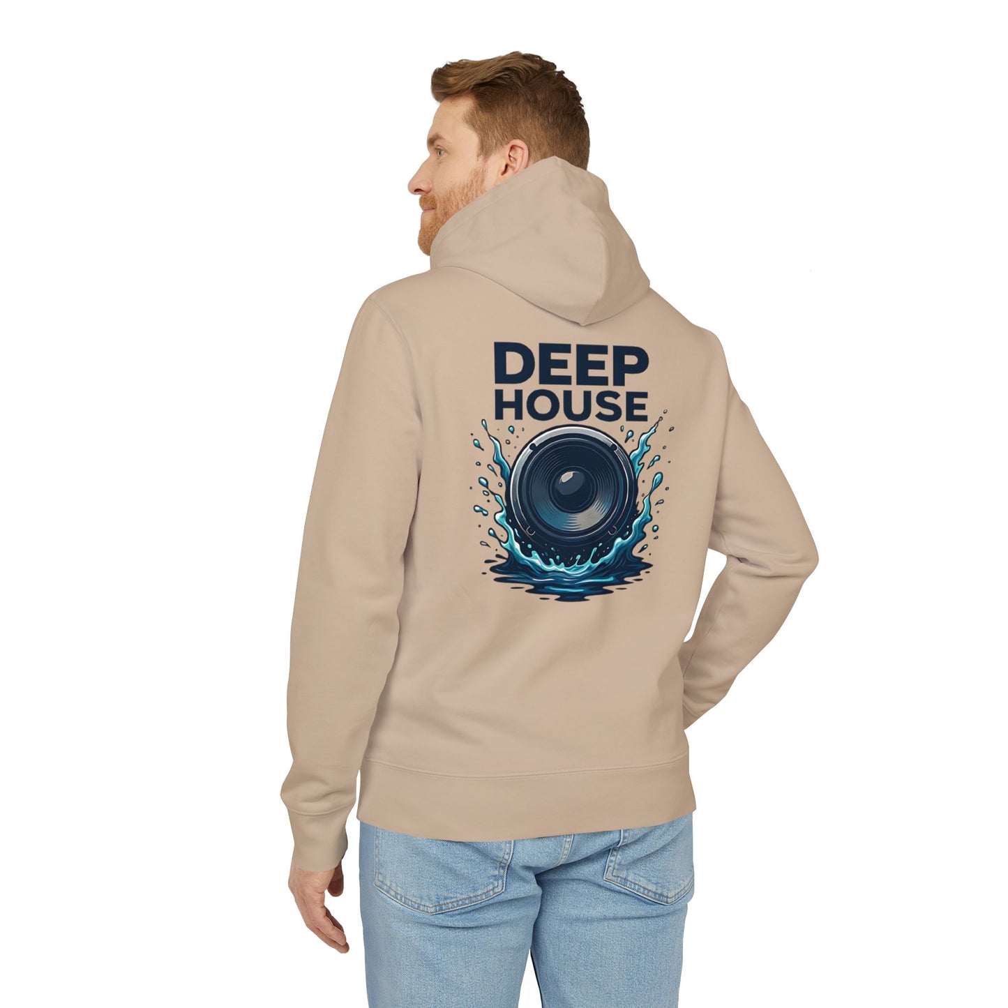 Deep House Hoodie (Rückenprint) – Stylischer Musik Hoodie mit Lautsprecher & Wasser Splash Design – Unisex EDM & Festival Streetwear