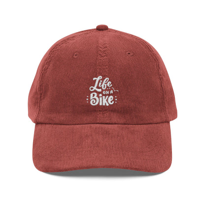 Life on a Bike Cord Cap – Unisex Fahrrad Basecap mit Stickerei – Retro Corduroy Hat