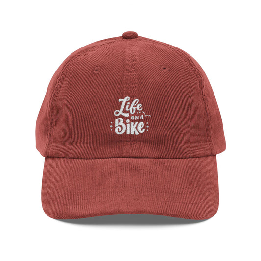 Life on a Bike Cord Cap – Unisex Fahrrad Basecap mit Stickerei – Retro Corduroy Hat