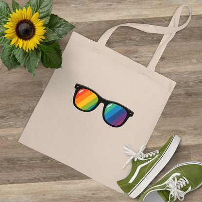 Jutebeutel mit Regenbogen Sonnenbrille – Stylische Baumwolltasche für Pride, Alltag & Festivals