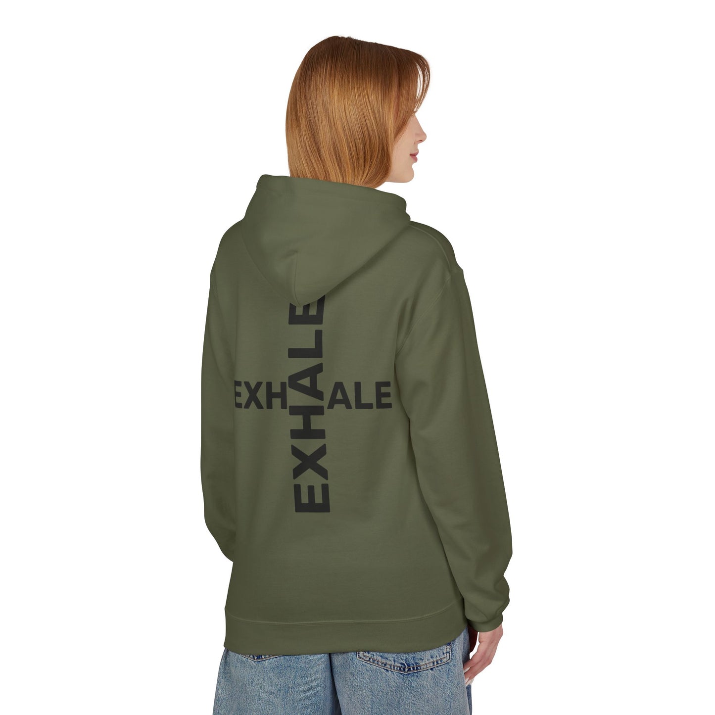 EXHALE Hoodie – Unisex Fleece Kapuzenpullover | Nachhaltige Streetwear mit Achtsamkeits-Statement