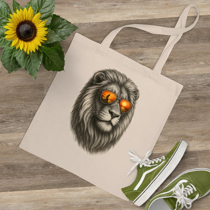Löwen Jutebeutel – Stylische Stofftasche mit Sonnenbrillen-Löwe | Nachhaltiger Beutel für Tierfreunde & Trendsetter