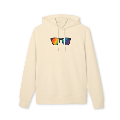 Regenbogen Sonnenbrille Hoodie (Brustprint) – Unisex Kapuzenpullover im bunten Pride Design für Festival & Streetwear