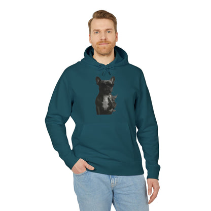 French Bulldog Hoodie (Brustprint) – Lustiger Kapuzenpullover mit Hund & Sonnenbrille – Unisex Streetwear mit Tiermotiv