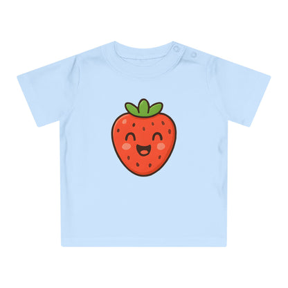 Baby T-Shirt „Sweet Strawberry“ – Süßes Erdbeer-Motiv, Bio-Baumwolle, nachhaltige Babybekleidung für kleine Fruchtliebhaber