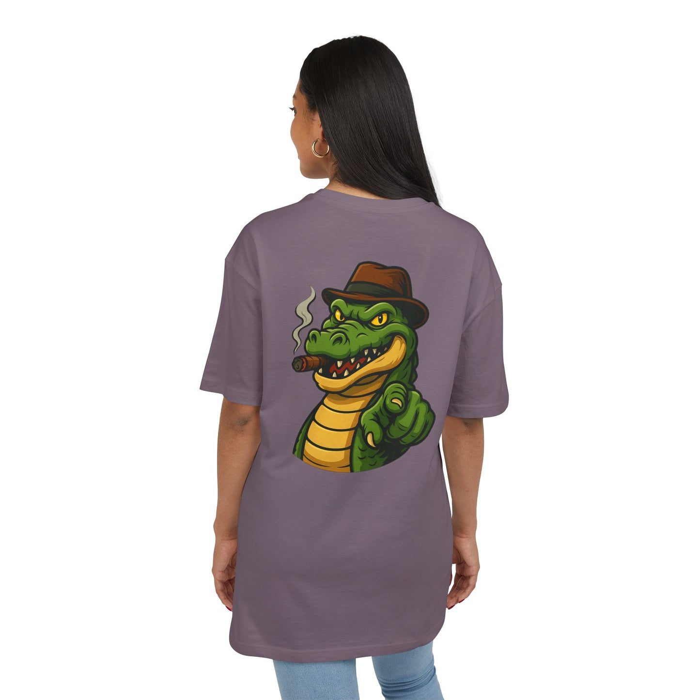 Gangster Alligator T-Shirt (Rückenprint) – Cooles Unisex Shirt mit Zigarren-Krokodil im Retro Comic Style