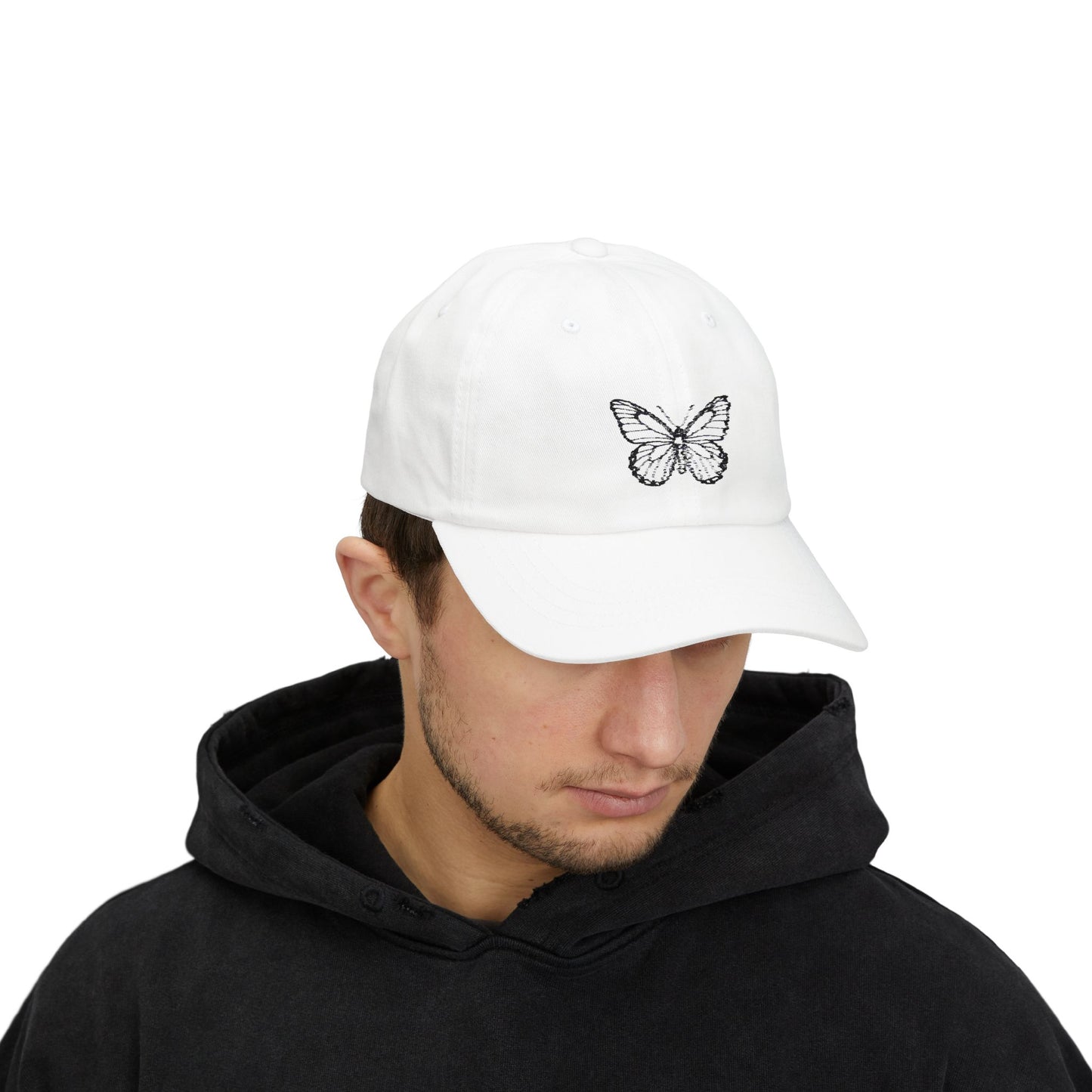 Schmetterling Cap Unisex – Stylische Kappe mit Line Art Design | Verstellbare Basecap aus Baumwolle für Alltag & Freizeit