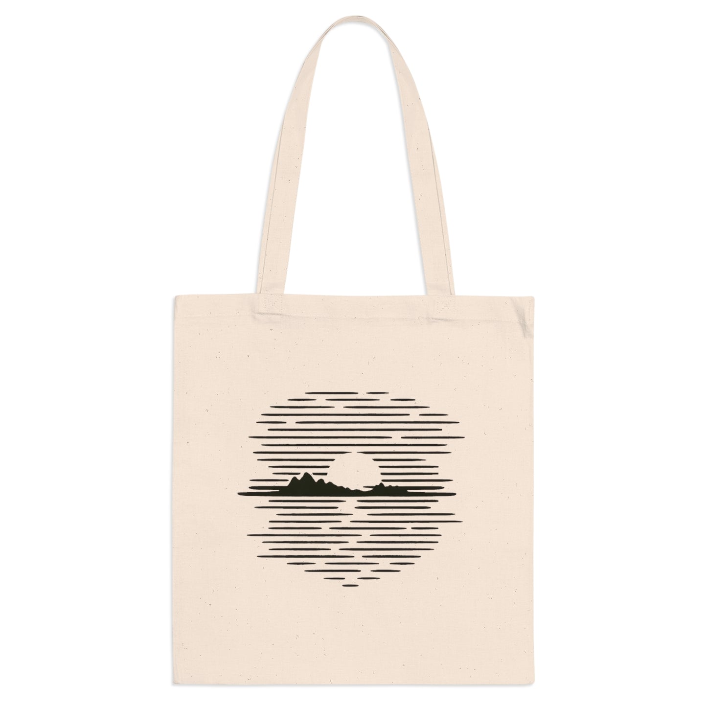 Jutebeutel mit Bergmotiv – Nachhaltige Baumwolltasche mit Sonnenuntergangs-Design, langlebig & umweltfreundlich für Alltag und Freizeit