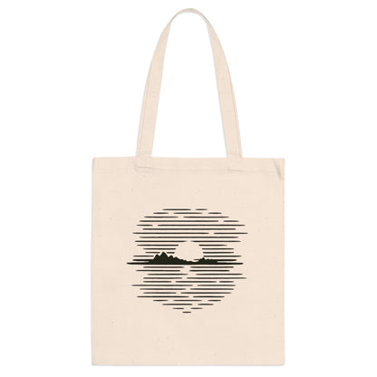 Jutebeutel mit Bergmotiv – Nachhaltige Baumwolltasche mit Sonnenuntergangs-Design, langlebig & umweltfreundlich für Alltag und Freizeit