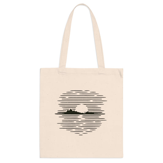 Jutebeutel mit Bergmotiv – Nachhaltige Baumwolltasche mit Sonnenuntergangs-Design, langlebig & umweltfreundlich für Alltag und Freizeit