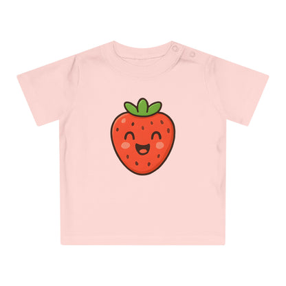 Baby T-Shirt „Sweet Strawberry“ – Süßes Erdbeer-Motiv, Bio-Baumwolle, nachhaltige Babybekleidung für kleine Fruchtliebhaber