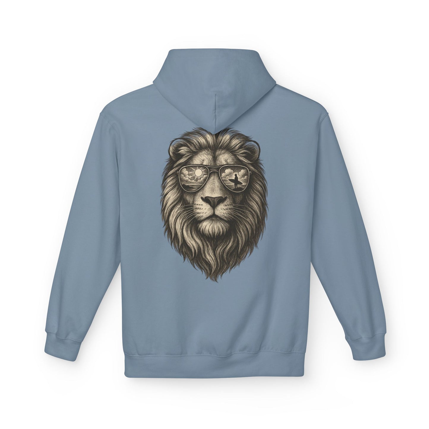 Löwe mit Sonnenbrille Hoodie (Rückenprint) – Stylischer Unisex Kapuzenpullover mit Löwenmotiv für Tierfreunde & Streetwear-Fans