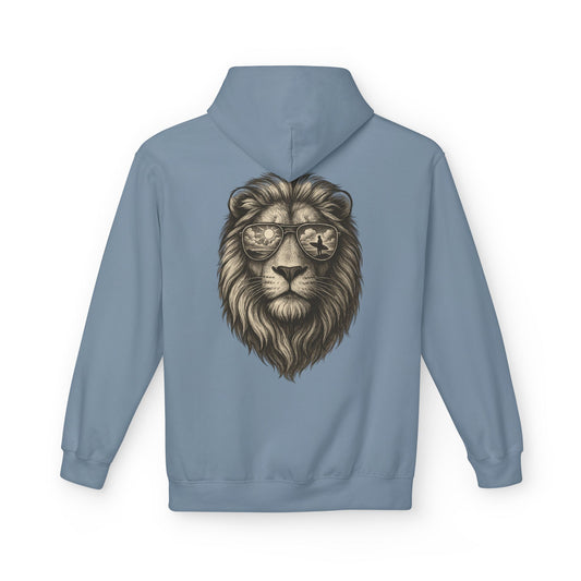 Löwe mit Sonnenbrille Hoodie (Rückenprint) – Stylischer Unisex Kapuzenpullover mit Löwenmotiv für Tierfreunde & Streetwear-Fans