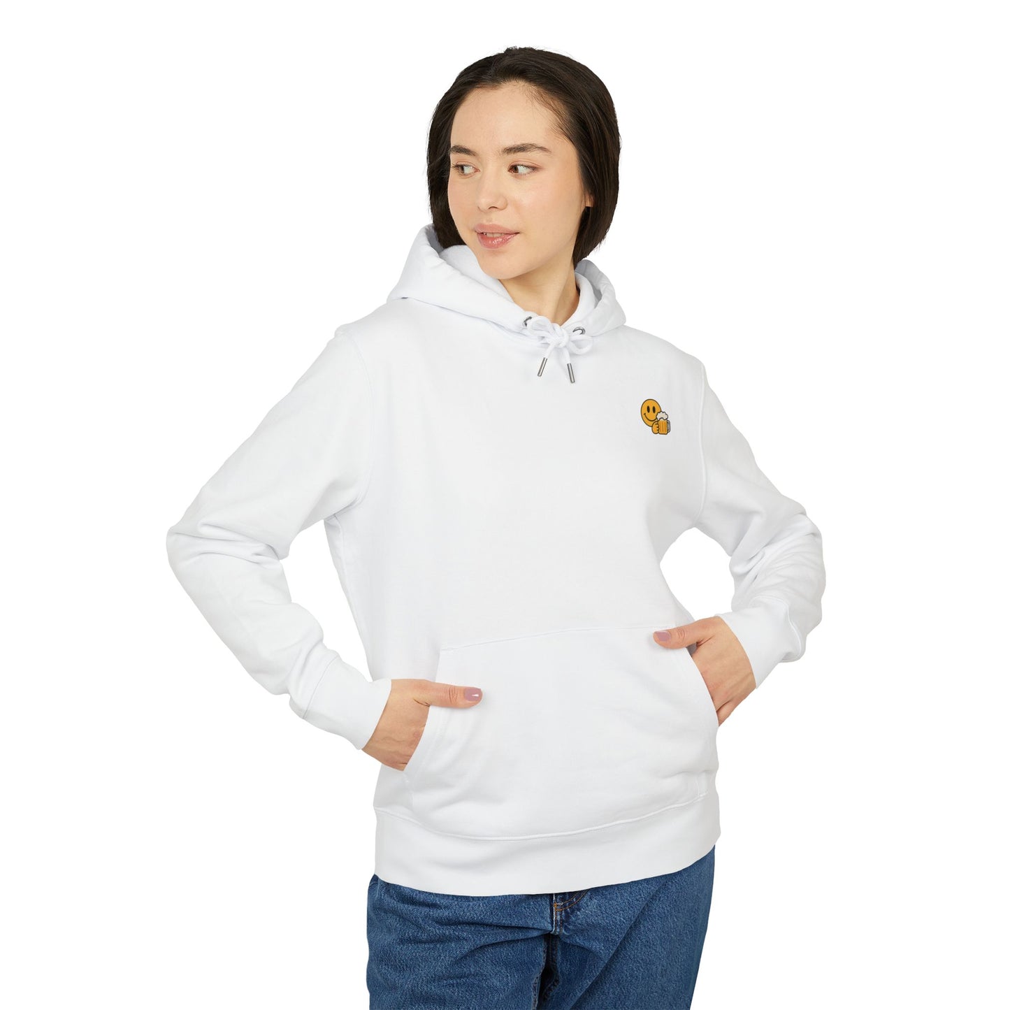 Bier Smiley Hoodie (Brustprint) – Witziger Kapuzenpullover für Männer & Frauen | Party Outfit