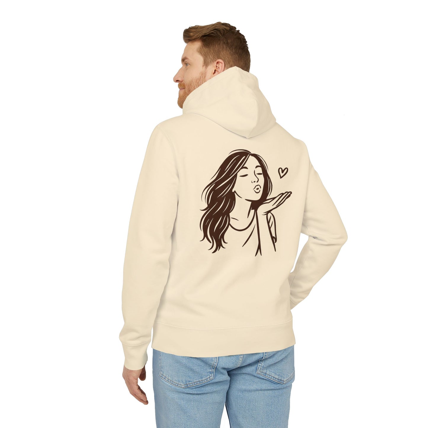 Kusshand Hoodie Unisex (Rückenprint) – Romantischer Love Hoodie mit Herz Motiv, Stylisches Geschenk für Valentinstag & Paare