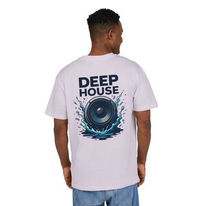 Deep House T-Shirt (Rückenprint) – Stylisches EDM Shirt mit Lautsprecher & Wasser Splash Motiv – Unisex Festival & Clubwear