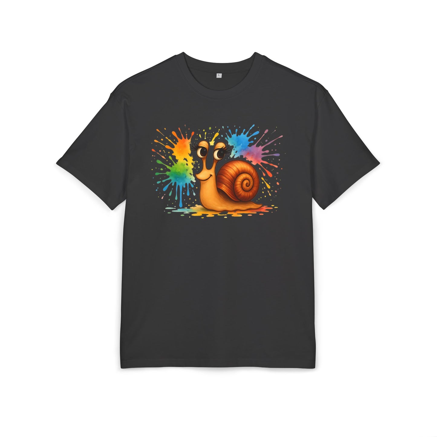 Bunte Schnecke T-Shirt (Brustprint) – Lustiges Unisex Shirt mit Farbklecks-Design für Tierfreunde & Kreative