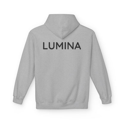LUMINA Hoodie Unisex (Rückenprint) – Nachhaltiger Midweight Fleece Kapuzenpullover mit Kängurutasche, Fair & OEKO-TEX zertifiziert