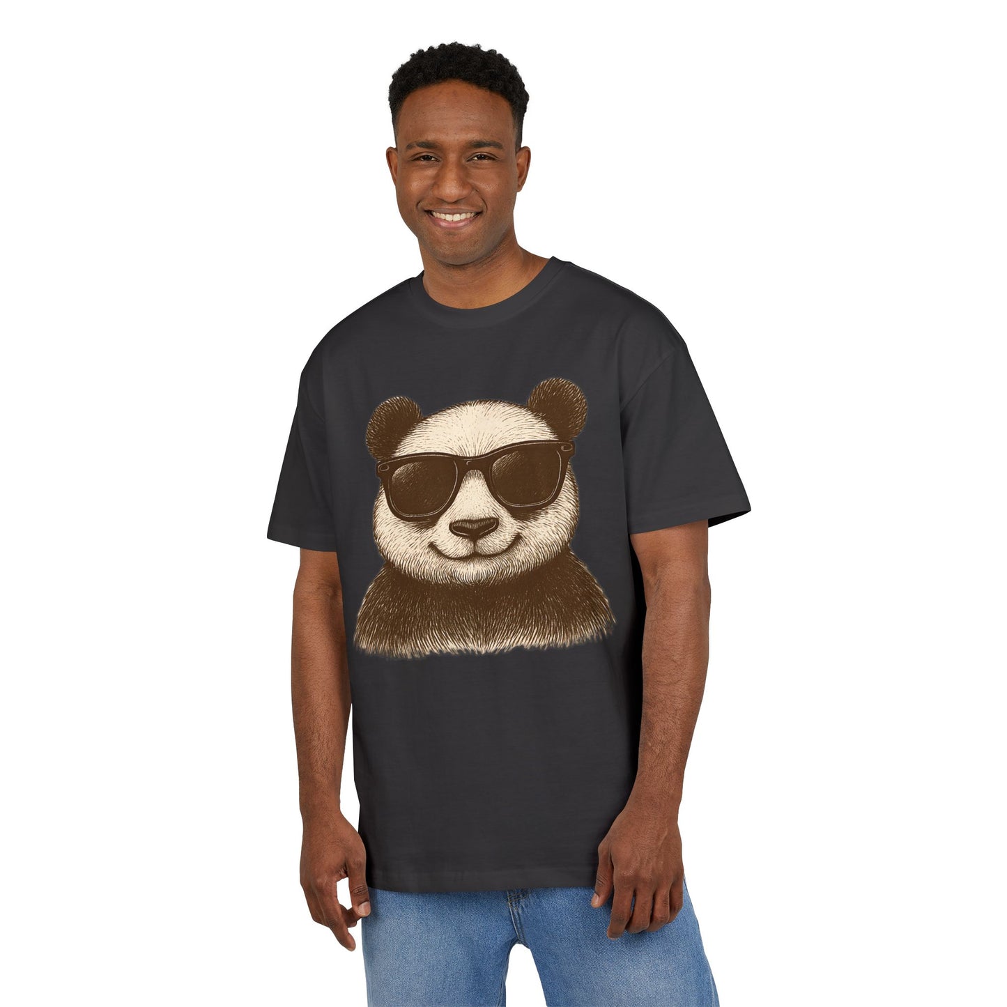 Cooler Panda T-Shirt (Brustprint) – Stylisches Unisex Shirt mit Sonnenbrillen-Motiv im Retro Look