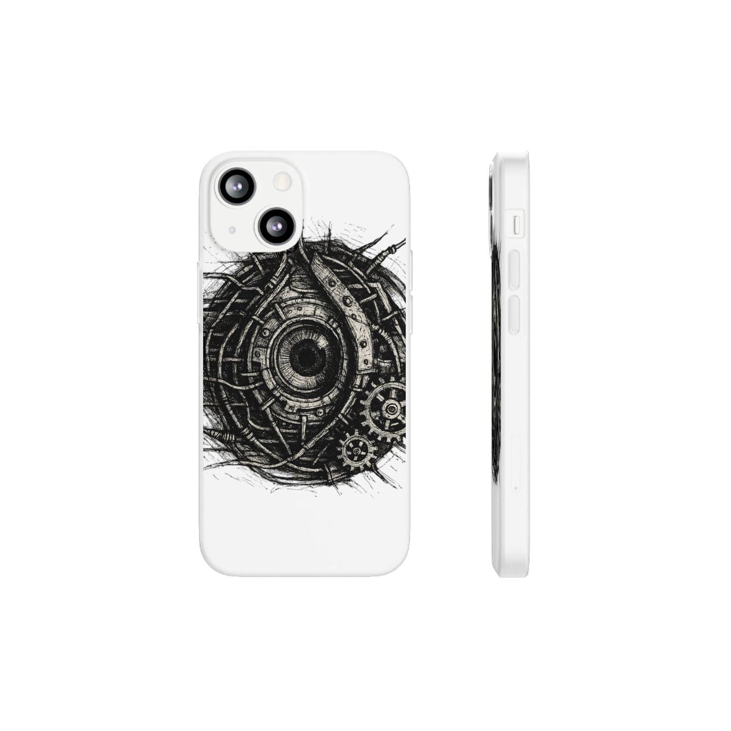 Biomechanisches Auge Handyhülle – Futuristisches Cyberpunk Design mit Zahnrädern & Kabeln | Schutzhülle für iPhone & Android