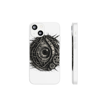 Biomechanisches Auge Handyhülle – Futuristisches Cyberpunk Design mit Zahnrädern & Kabeln | Schutzhülle für iPhone & Android