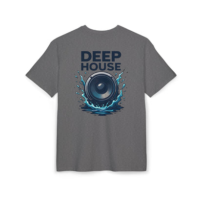 Deep House T-Shirt (Rückenprint) – Stylisches EDM Shirt mit Lautsprecher & Wasser Splash Motiv – Unisex Festival & Clubwear