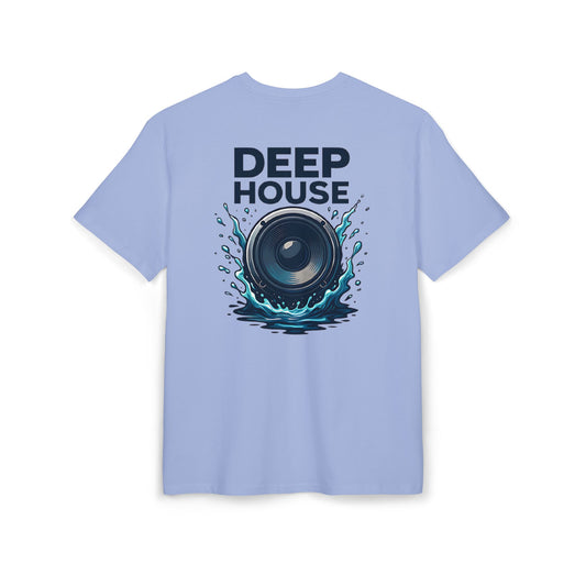 Deep House T-Shirt (Rückenprint) – Stylisches EDM Shirt mit Lautsprecher & Wasser Splash Motiv – Unisex Festival & Clubwear