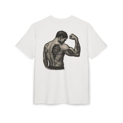 Biomechanik Muskel T-Shirt Unisex (Rückenprint) – Cyborg Body Design mit Zahnrädern & Maschinenstrukturen | Futuristisches Techwear Shirt für Fitness & Sci-Fi Fans