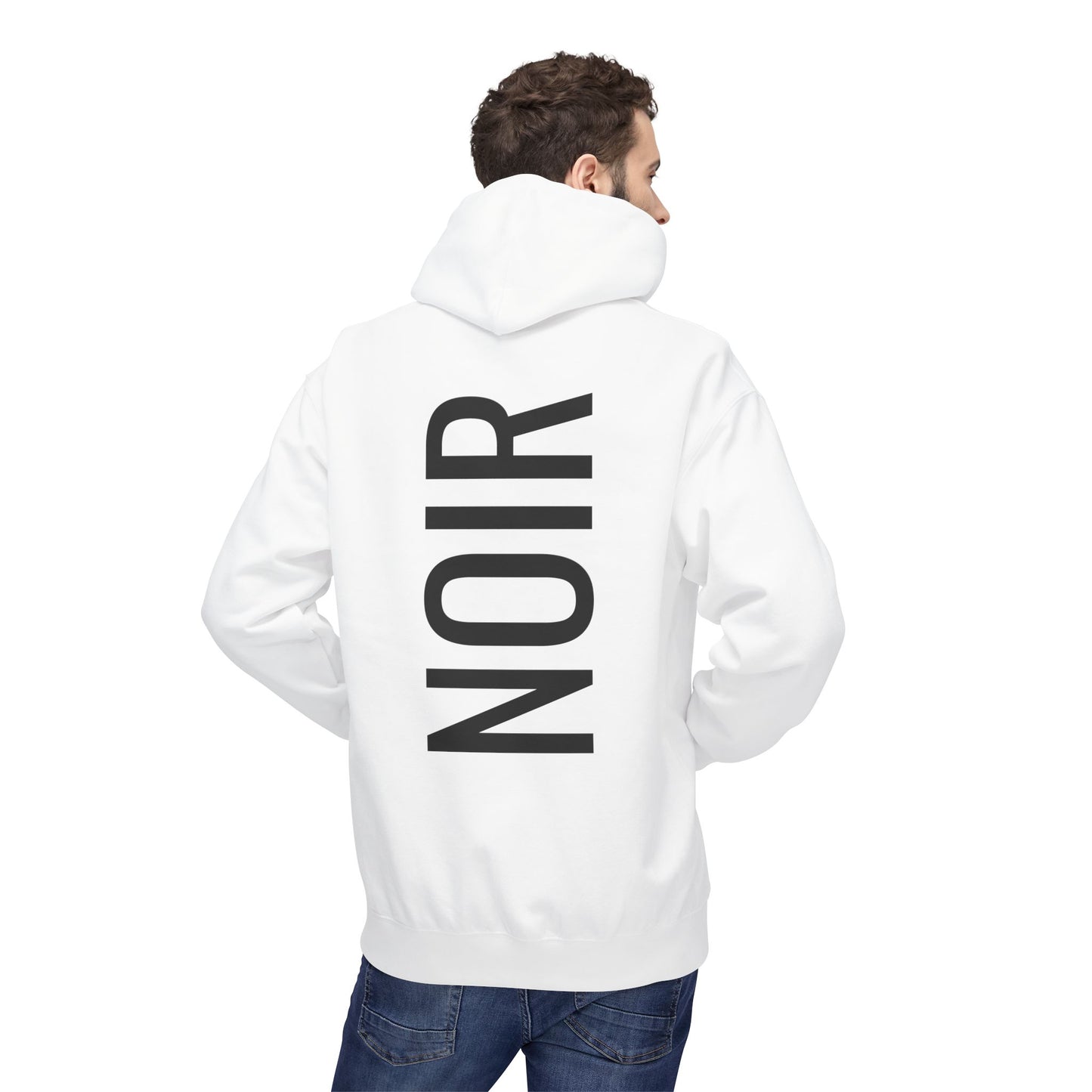 NOIR Hoodie Unisex (Rückenprint) – Nachhaltiger Midweight Fleece Kapuzenpullover mit Kängurutasche, Fair & OEKO-TEX zertifiziert