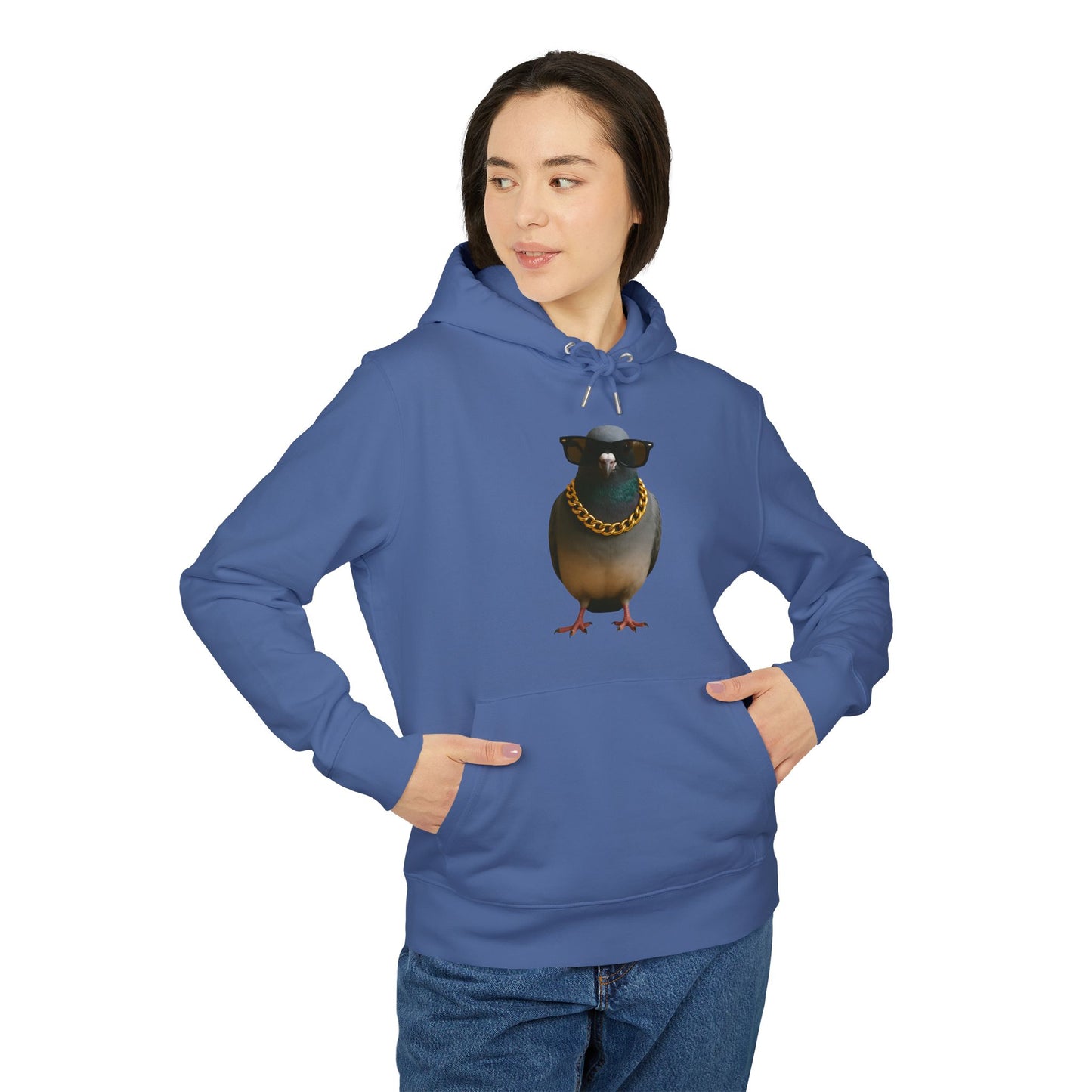 Gangster Taube Hoodie (Brustprint) – Lustiger Streetstyle Kapuzenpullover mit Vogel Motiv – Oversize Unisex Hoodie für Herren & Damen