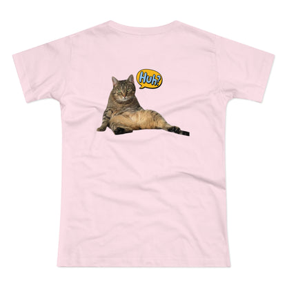 “Huh?” Katze – Lustiges Katzen T-Shirt mit Rückendruck | Für Katzenfans mit Humor