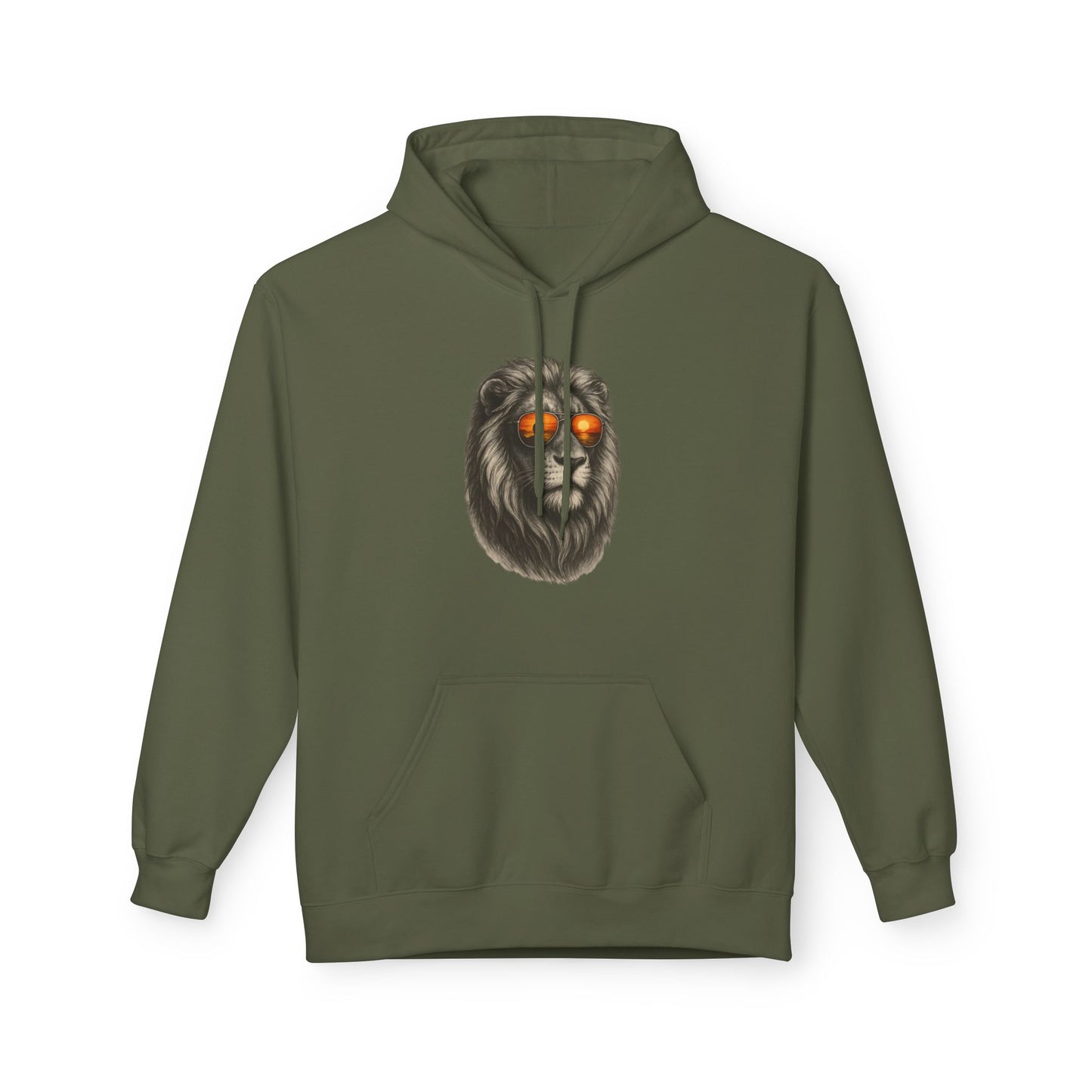 Löwen Hoodie Unisex (Brustprint) – Stylischer Kapuzenpullover mit Sonnenbrillen-Löwe | Tiermotiv Streetwear für Damen & Herren