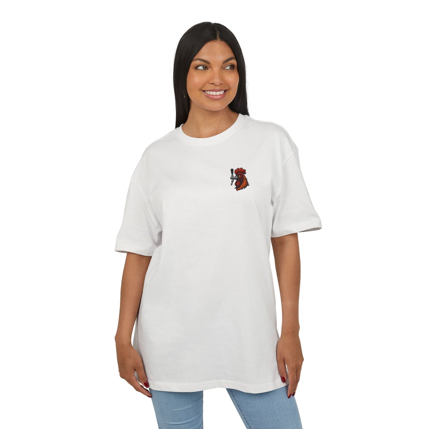 Bierhahn T-Shirt (Brustprint) – Lustiges Hahn mit Zapfhahn Motiv für Bierliebhaber & Grillfans – Unisex Funshirt
