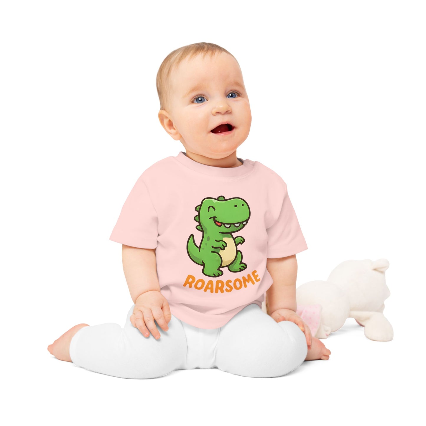 Baby T-Shirt „Roarsome Dino“ – Bio-Baumwolle, süßes Dinosaurier-Motiv, nachhaltige Babybekleidung