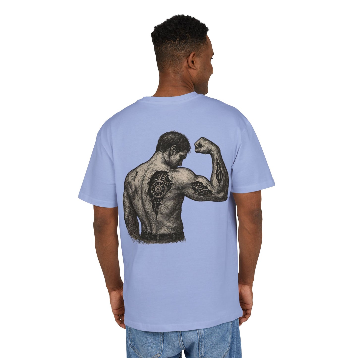 Biomechanik Muskel T-Shirt Unisex (Rückenprint) – Cyborg Body Design mit Zahnrädern & Maschinenstrukturen | Futuristisches Techwear Shirt für Fitness & Sci-Fi Fans